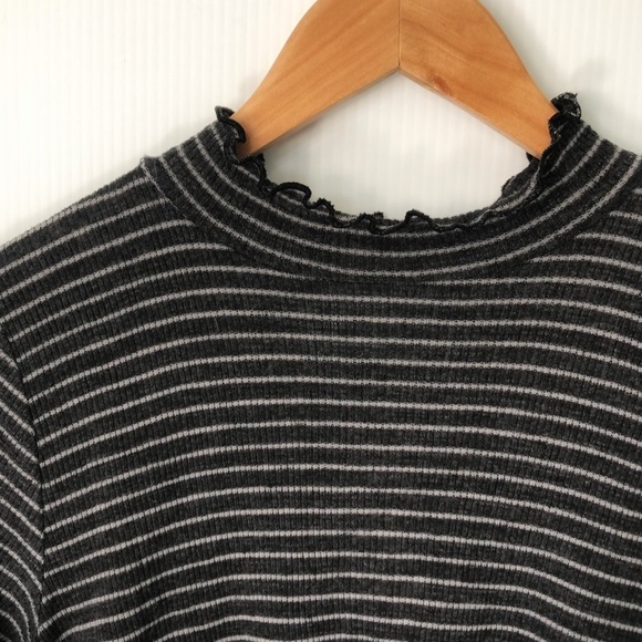 SOLD T.la | NWT Mock Neck Striped Ruffle Top - Picture 5 of 5